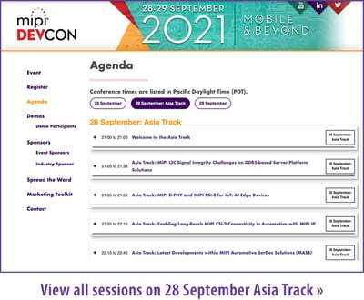 MIPI DevCon 2021 Agenda Asia Track