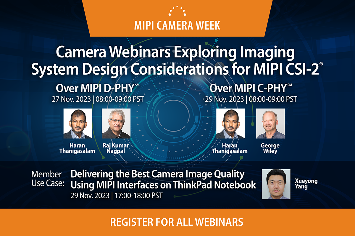 MIPI Camera Week Webinars: 27 & 29 November 2023