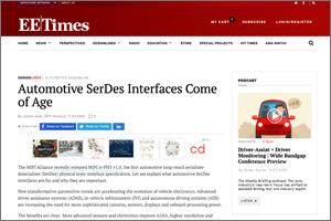 MIPI A-PHY article in EE Times